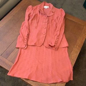 Apricot St.John knit suit. Jacket 2/skirt 4